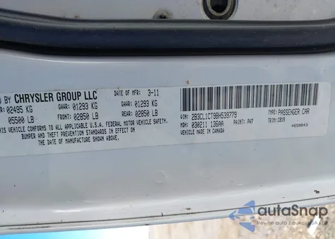 2011 Dodge Charger Police z USA, uszkodzony, nr VIN 2B3CL1CT5BH539763